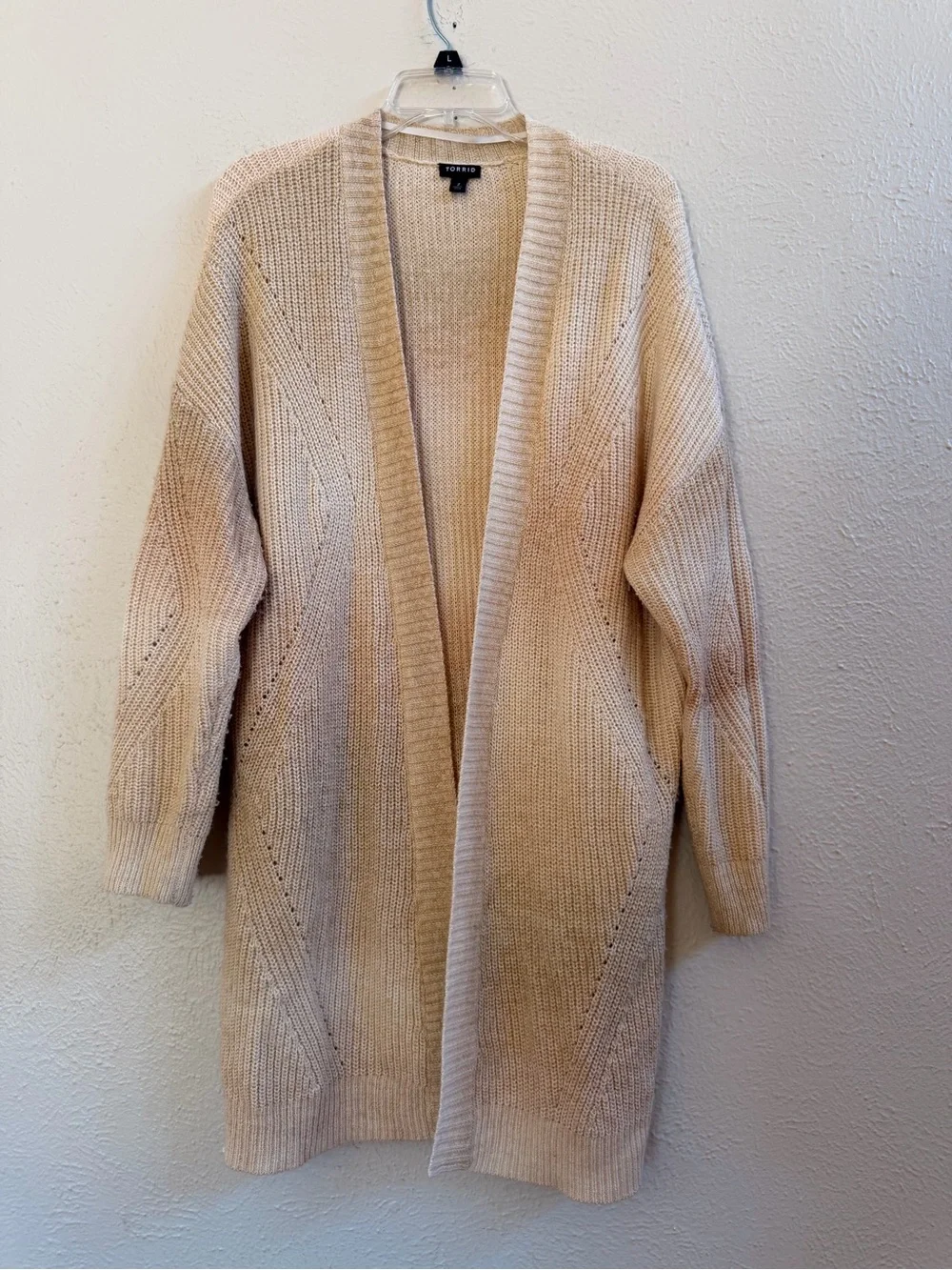 Torrid cream ombre long open cardigan